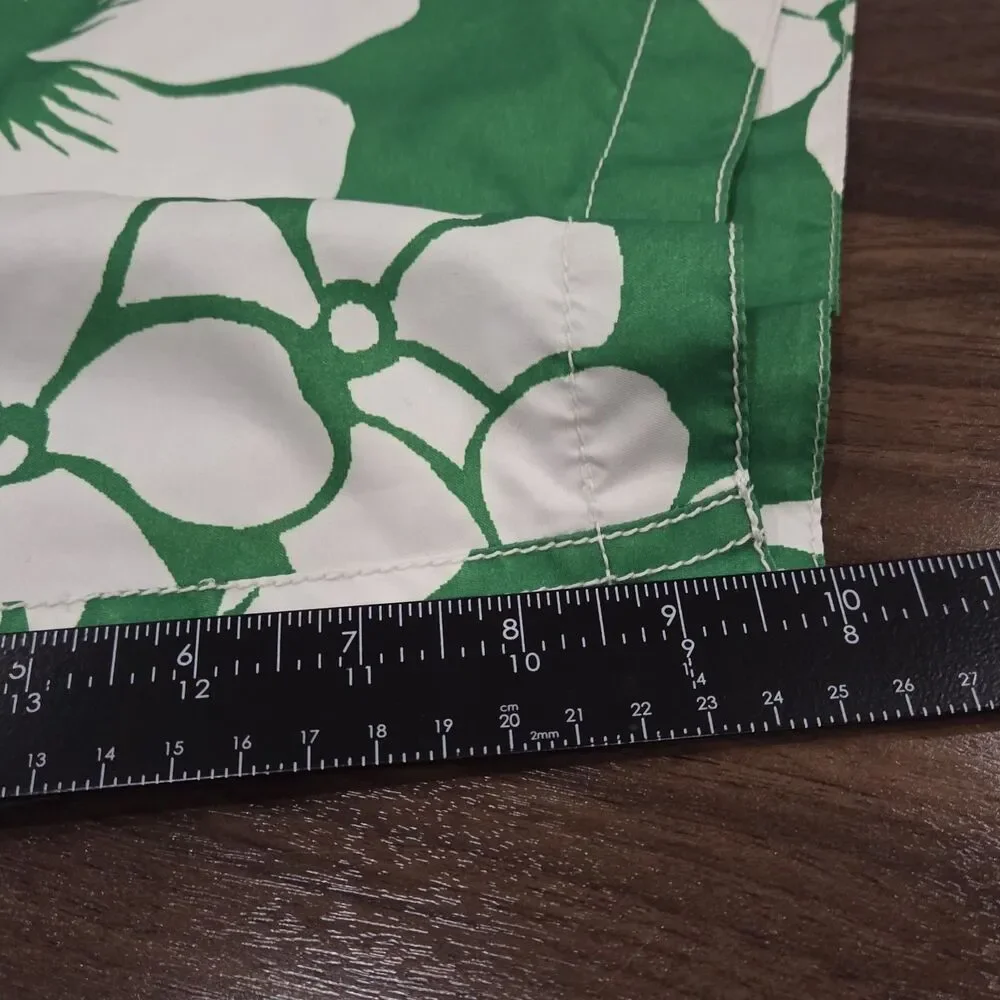 Old Navy Mens L Board Shorts Green White Floral Hawaiian Print Drawstring Swim